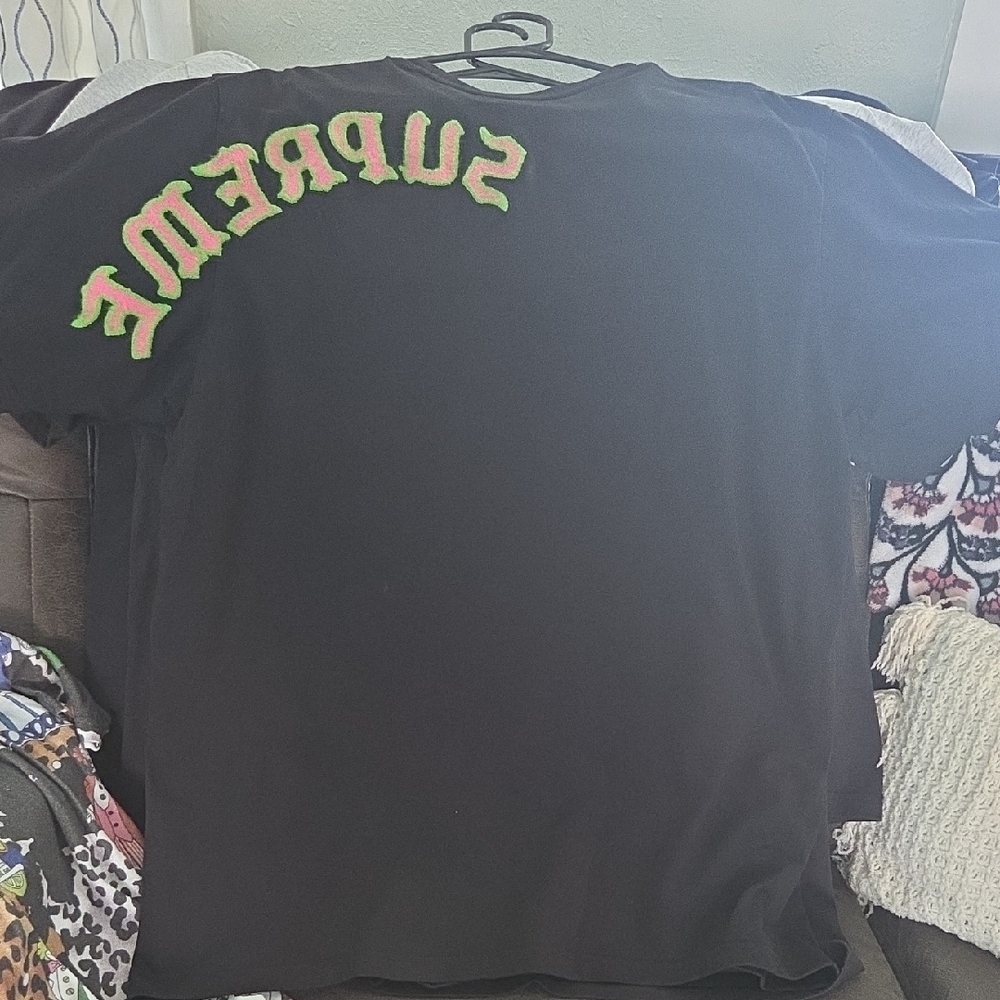 Supreme Black Tee with Green and Red Logo